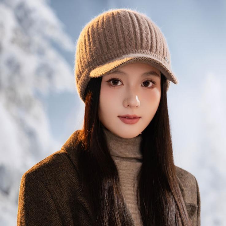 Autumn and Winter Warm Cap Women's Knitted Wool Fashion Baseball Cap Thickened Casual Hat