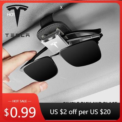 Autocollant de voiture Tesla Clip pour pare-soleil de voiture Clip pour lunettes en cuir pour Tesla Model 3 Y S X Roadster Cybertruck Juguete SpaceX