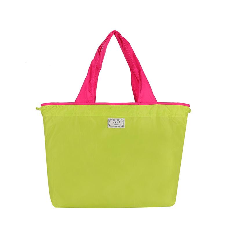 Eco-friendly Lightweight Water-repellent Foldable Shopping Bag with Drawstring Closure and Large Capacity