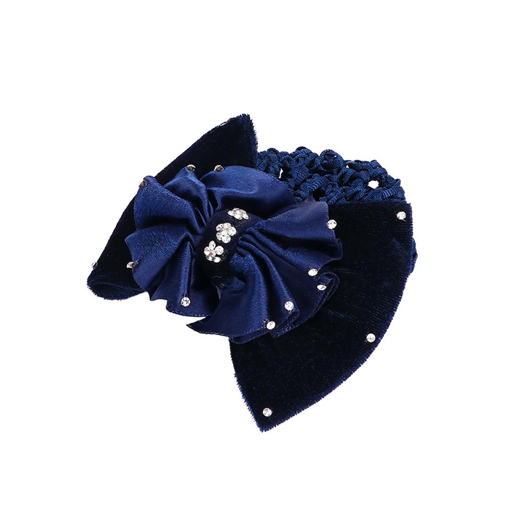 

Fashion Bow Lady Satin Hair Accessories Bowknot Net Bun Snood Hair Clip Cover синий