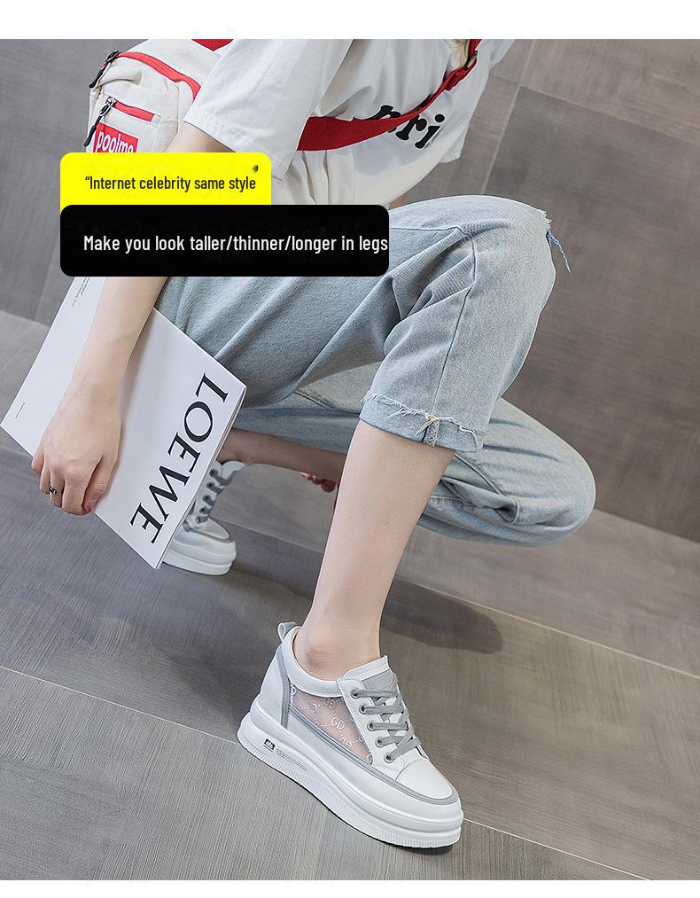 2021 Spring/Summer Women's Trendy Platform Mesh Boots: Height-Enhancing, Breathable, Casual Style