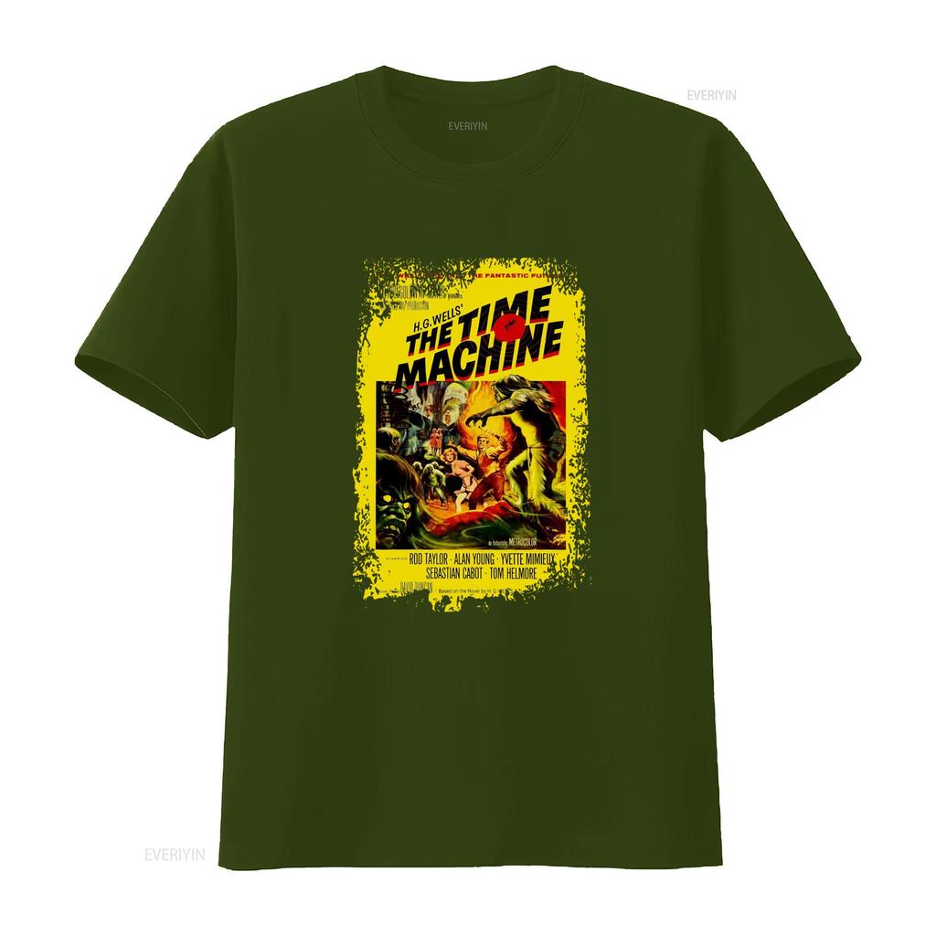 1960 The Time Machine Movie Poster Inspired Black T Shirt Retro Sci Fi Design vintage Washed Soft Unisex Top For Everyday Wear