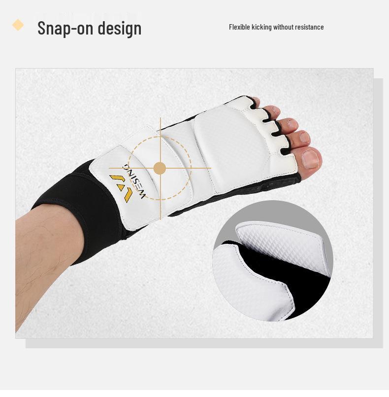 Jiuri Mountain Taekwondo Half-Finger Gloves & Instep Protectors for Competition and Training - White