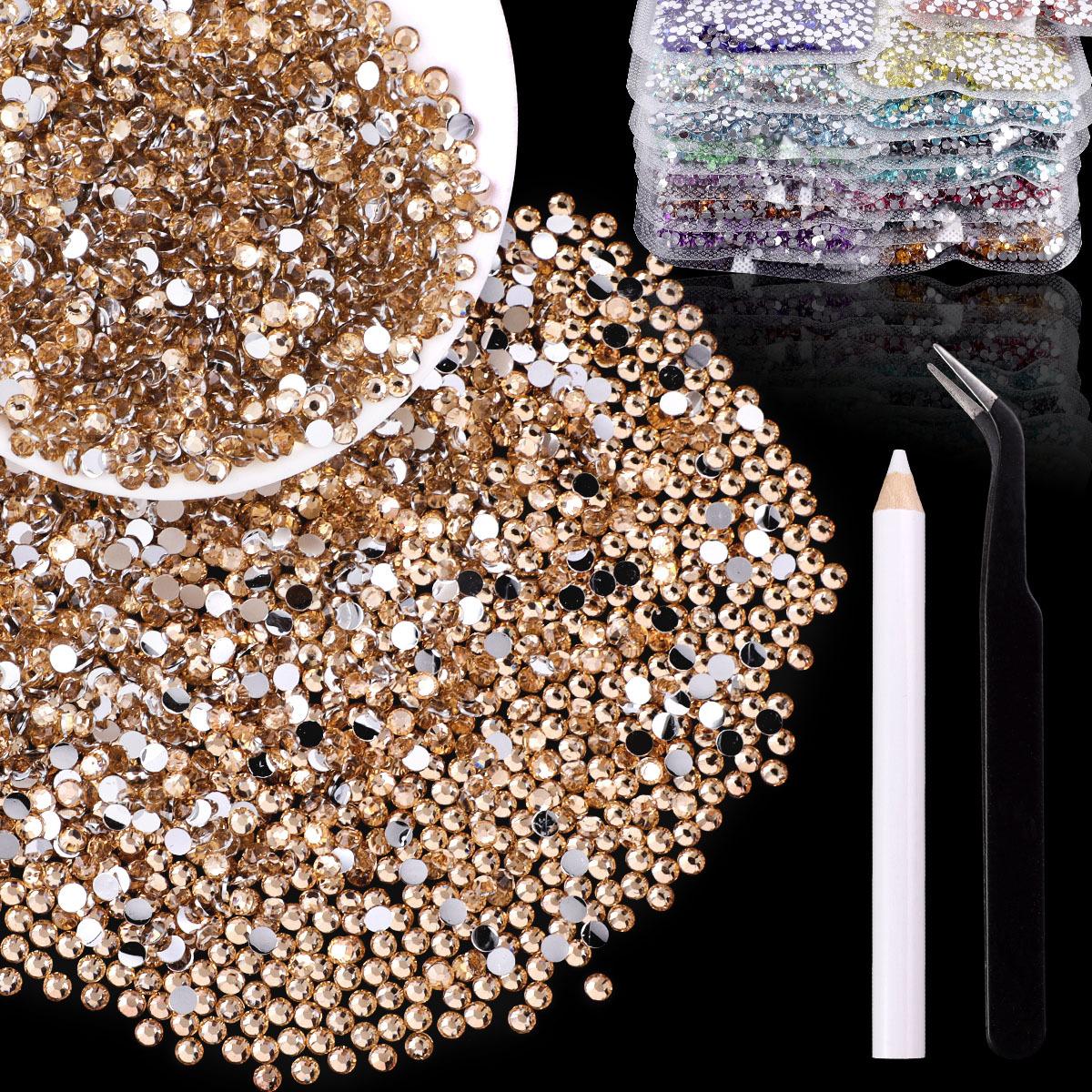 

White Flat Bottom Resin Diamond Whole Package Solid Color Transparent Round Diamond Sticker Nail Art Jewelry Wedding Dress Accessories 6mm-1200pcs