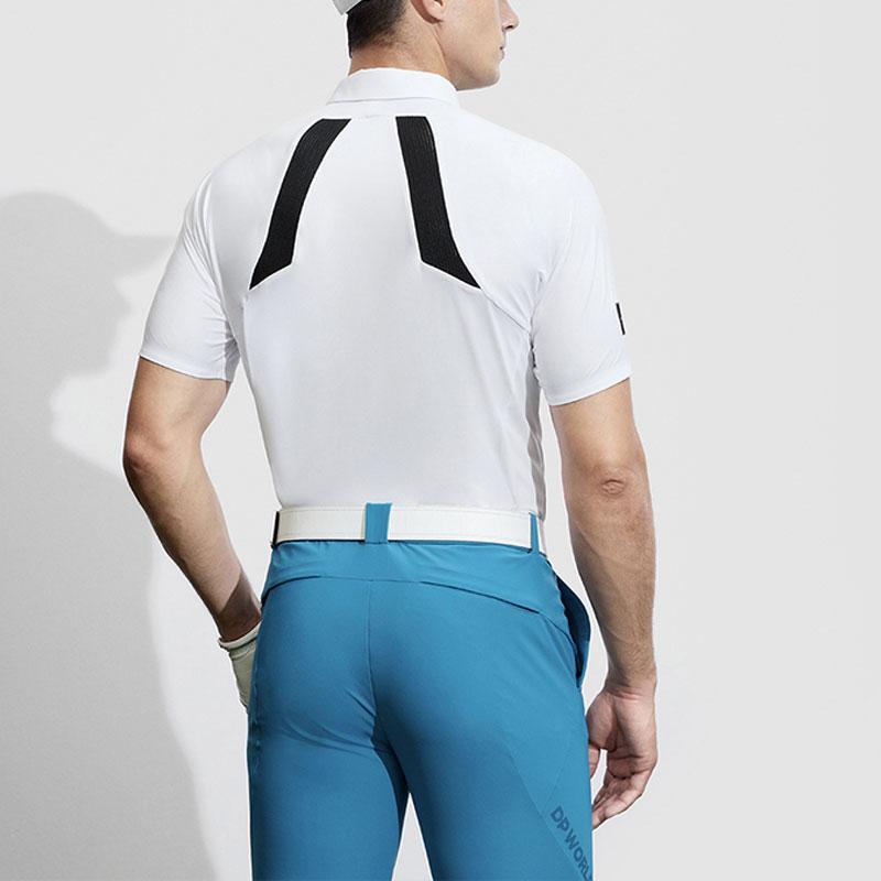 Fila Golf Series Letter Print Knitted Golf Elite Short Sleeve Polo Shirt Men Polo Shirts Jade-White A11M415104F-WT