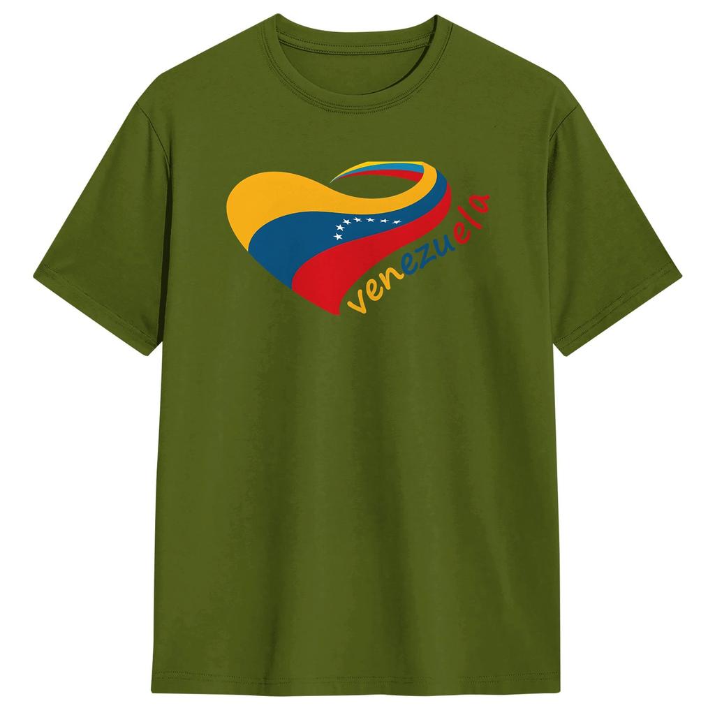 Unisex Heart Of Venezuela T Shirts  Cotton Tops Summer YK Funny Short Sleeve TShirt Crew Neck Harajuku Casual Tee Shirt