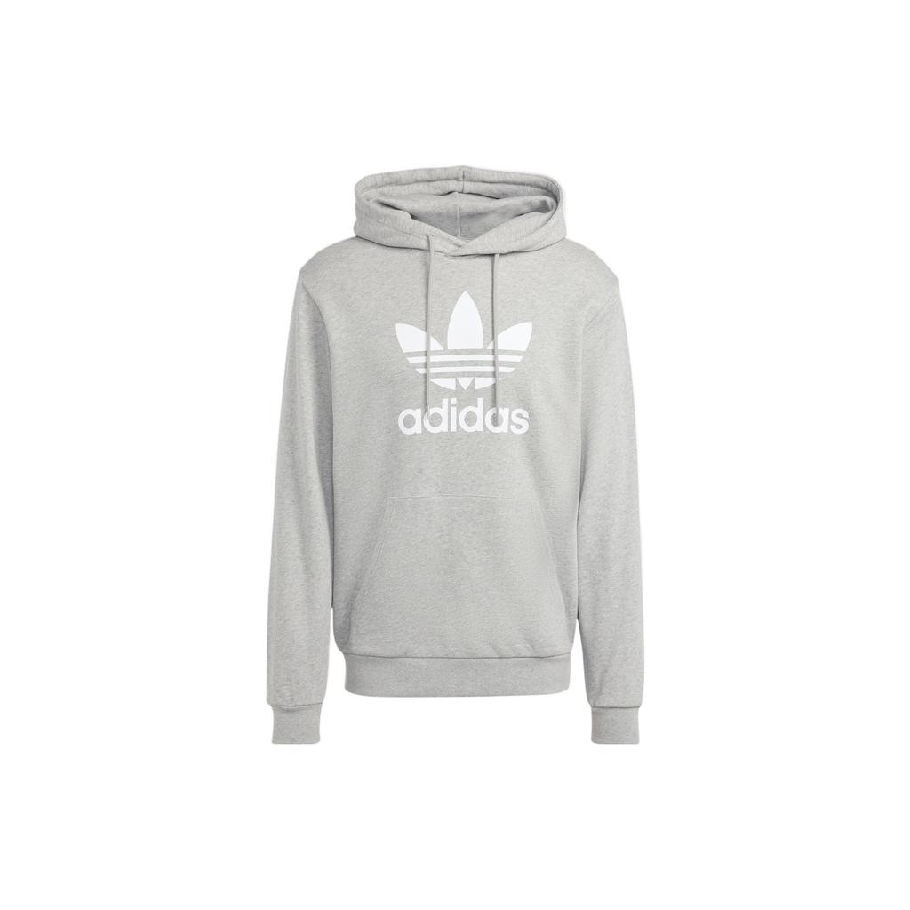 Adidas Originals Trefoil Letter Logo Printed Pullover Hoodie Men Hoodies Gray IA4884