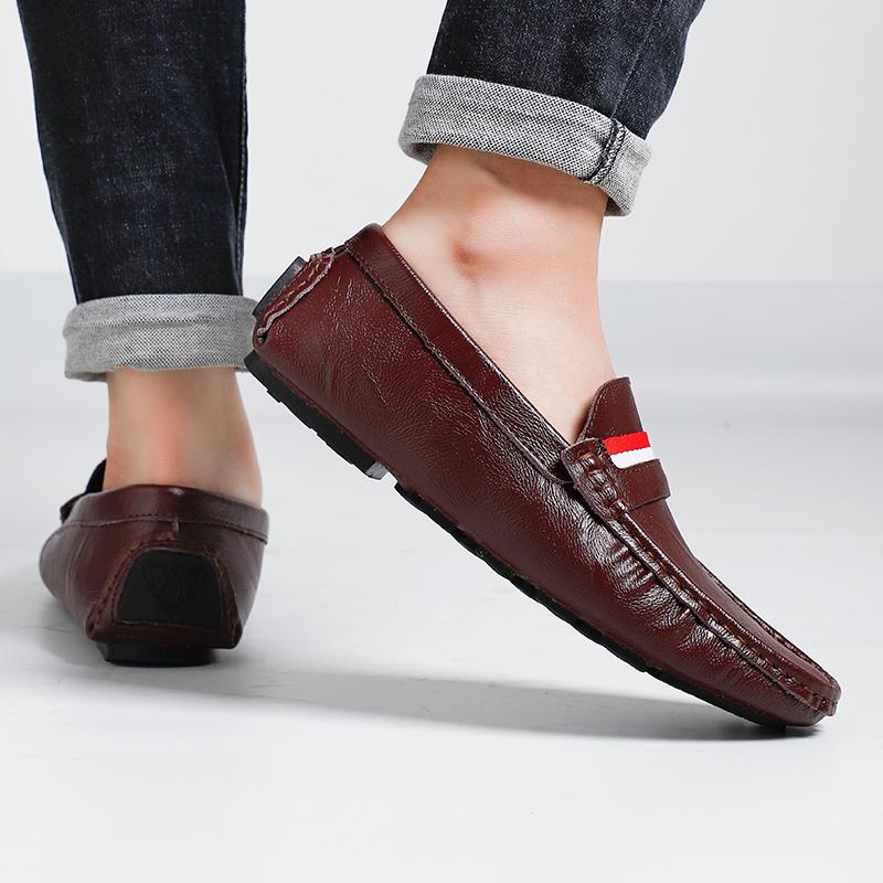 Men’s Moccasins White Loafer Brown Driving Shoes Comfort Flats Wide Shoes Slip-ons Plus Size Shoes