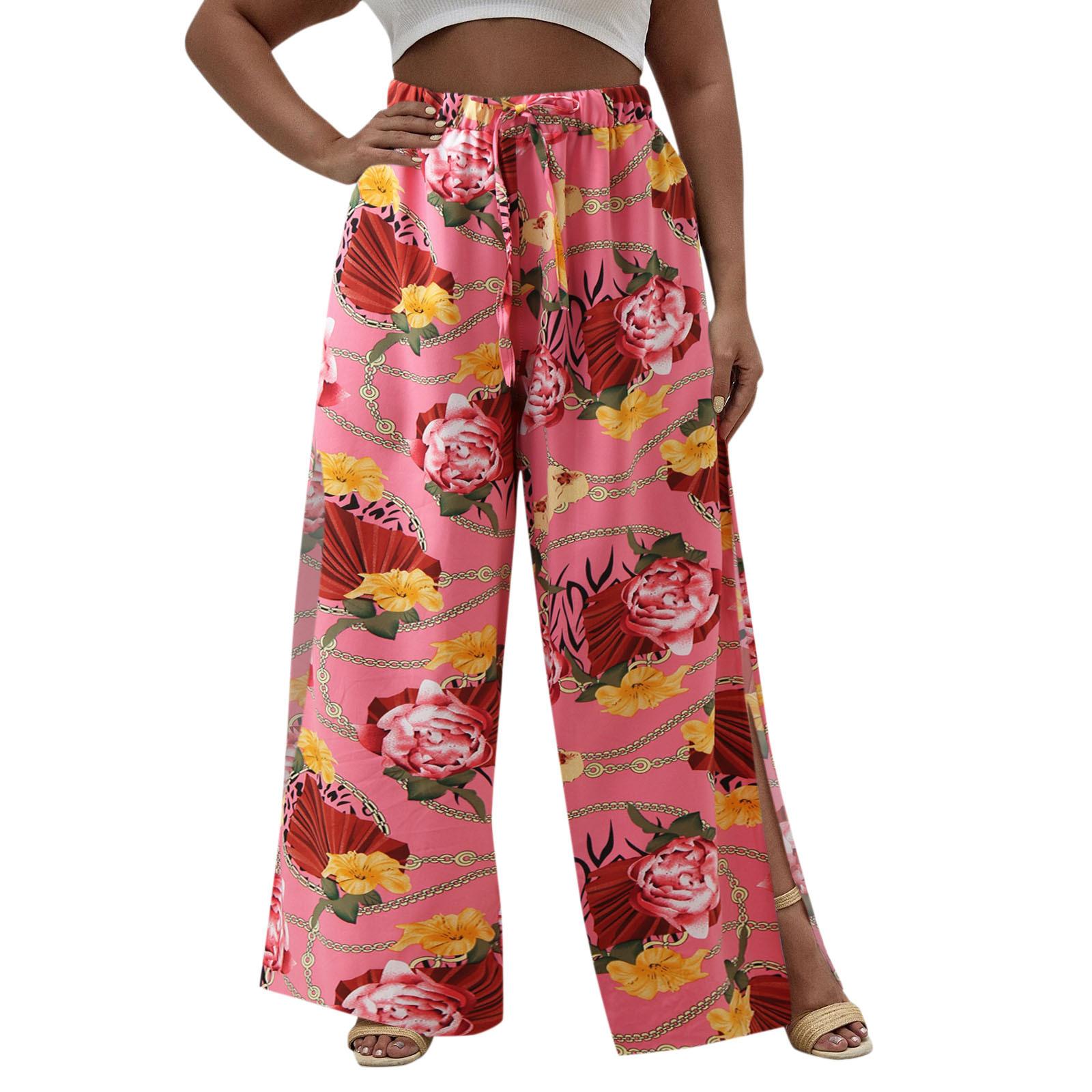

Летние женские брюки повседневные брюки плюс размер модные свободные брюки с принтом и широкими штанинами XXXXL