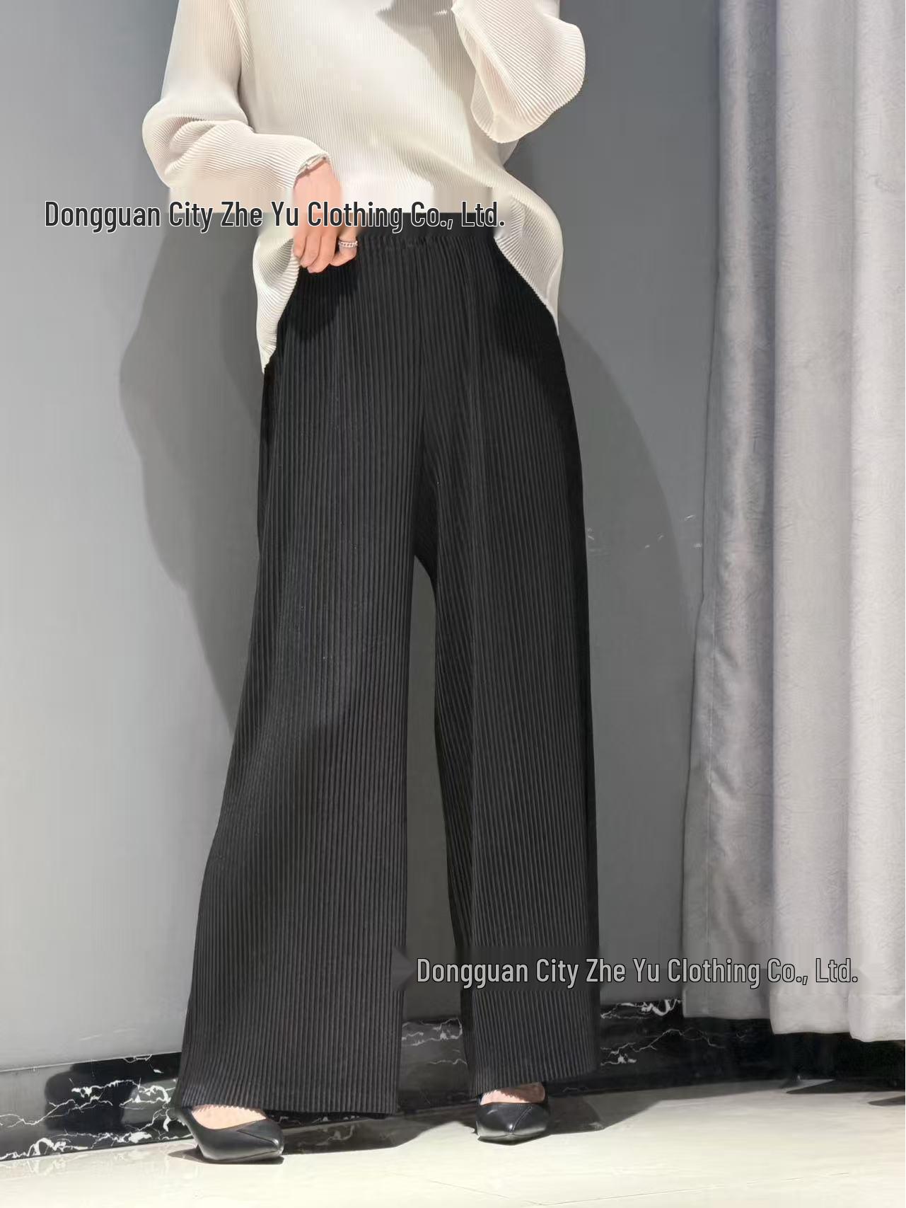 Issey Miyake Style HP Series Loose Wide-Leg Pleated Pants One Size чёрный