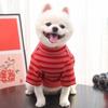 Festive Warm Dog Striped Hoodie Breathable Comfortable Dog Sweatshirt Soft New Year Dog Apparel Autumn Winter Season