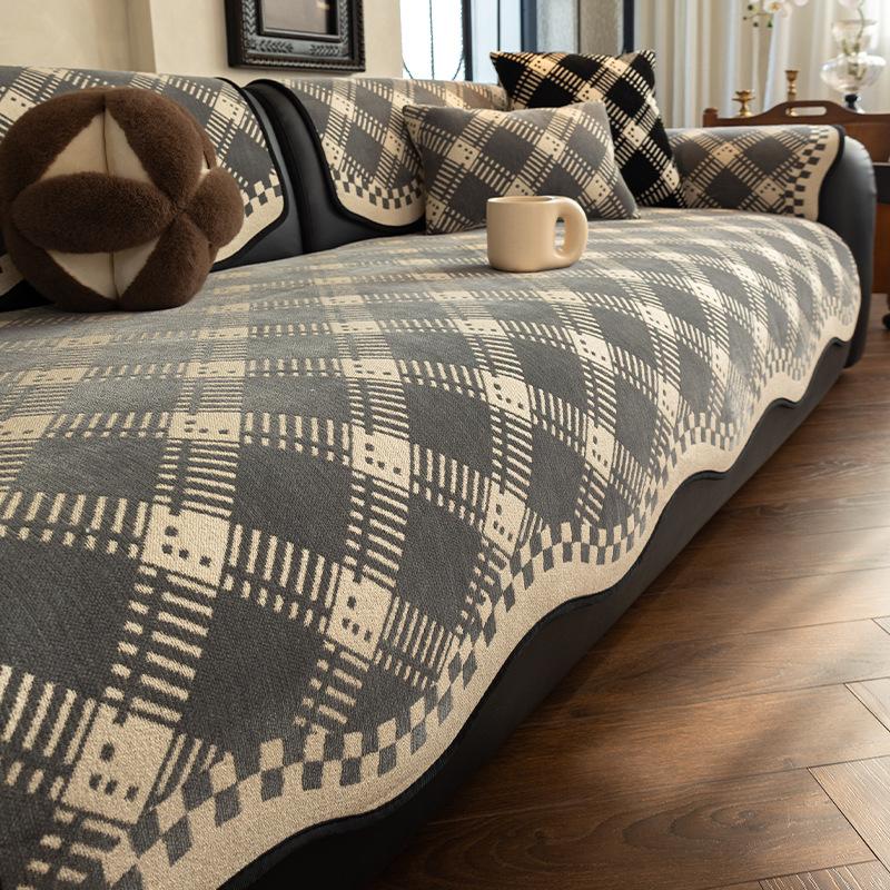 Simple Sofa Cover Retro Checkered Striped Couch Cushion New Backrest Protective Cover Suitable For Sofas Of Various Shapes 1Pcs