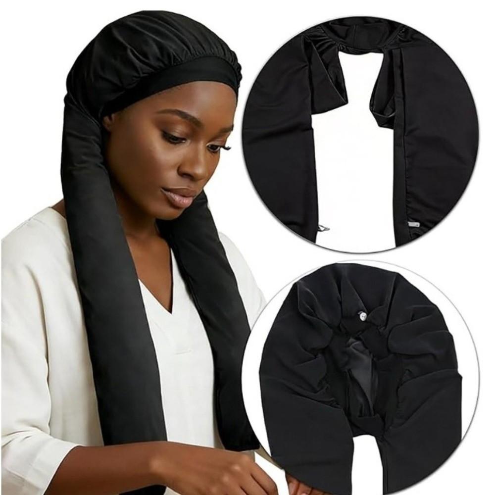 Silky Satin Satin Long Dreadlock Sleep Bonnet Long Tail Adjustable Drawstring Sleep Hair Cap Bathing Hat Lightweight Sleep Cap