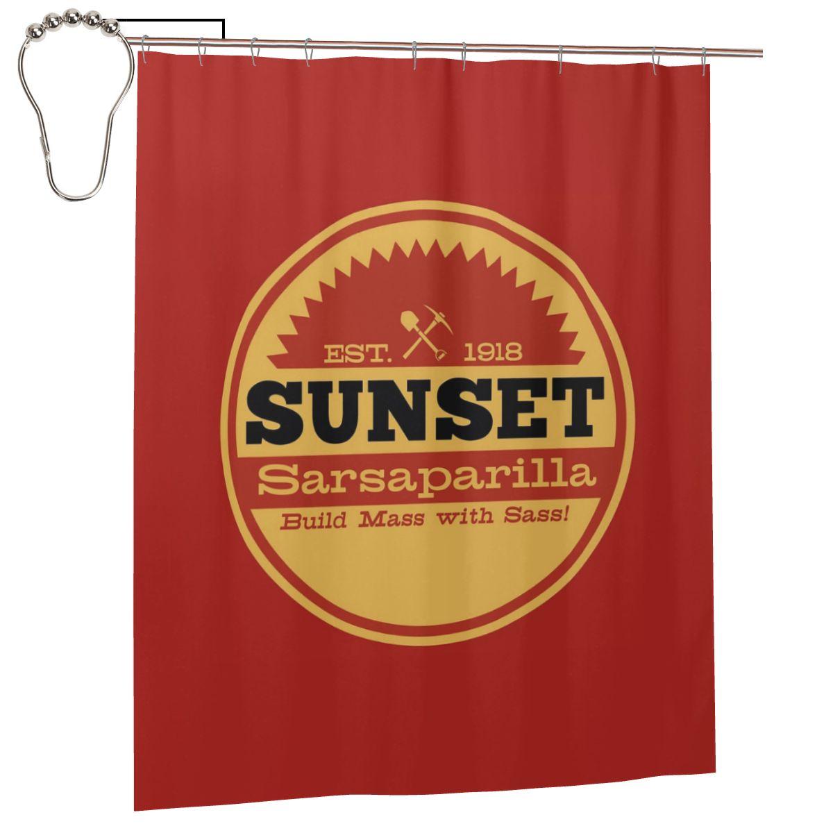 

Vintage Sunset Sarsaparilla Logo Shower Curtain Bathroom Polyester Waterproof Bath Curtains With Hooks W60H190(CM)-1 Pcs