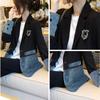 Fashion Loose Women Denim Jacket Splicing Suit Ladies Denim Outerwear Elegant Female Jeans Coat
