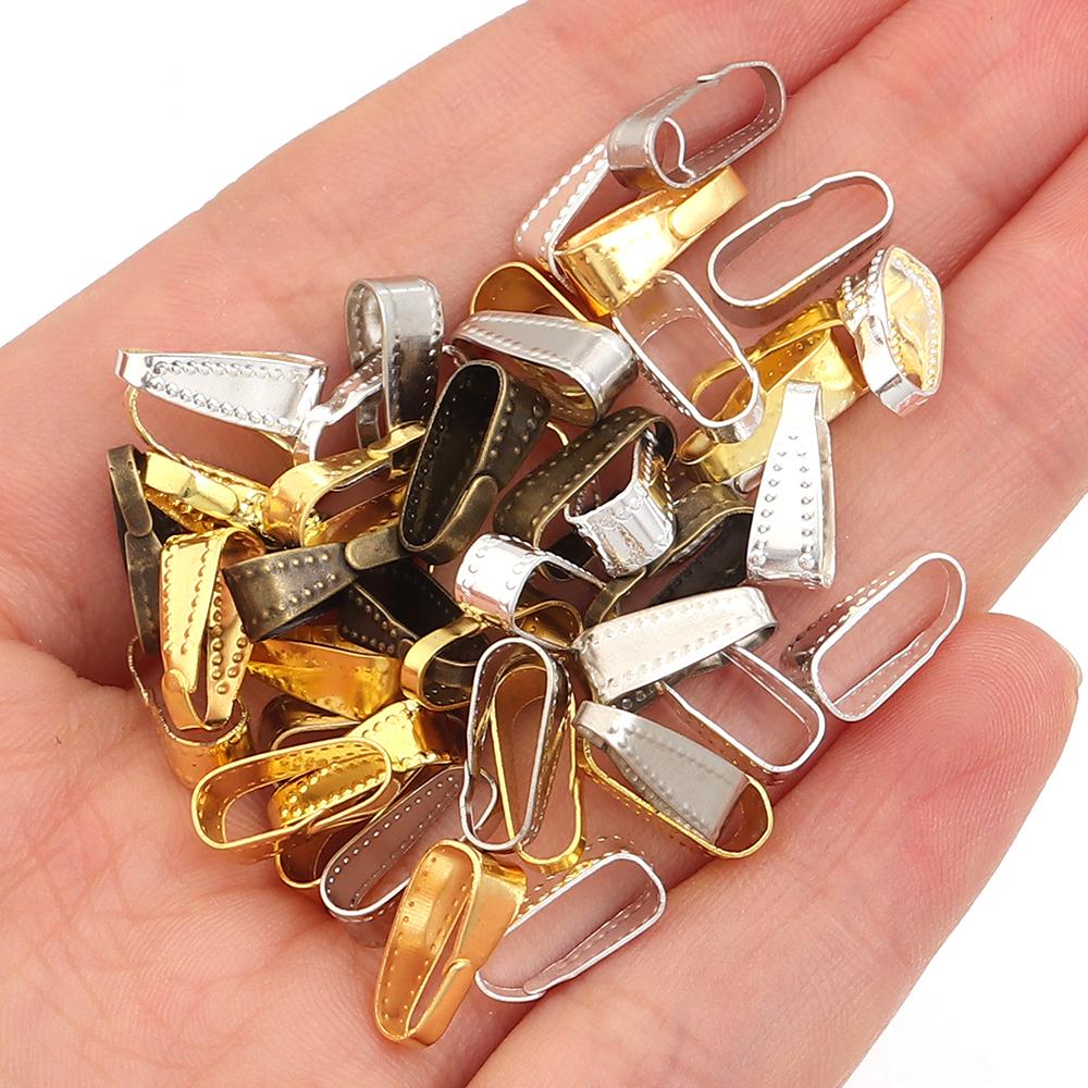 100pcs/lot Metal Pinch Clip Clasps Bails Pendant Claw Clasps For Necklace Earings Connectors Jewelry Making DIY Accessories