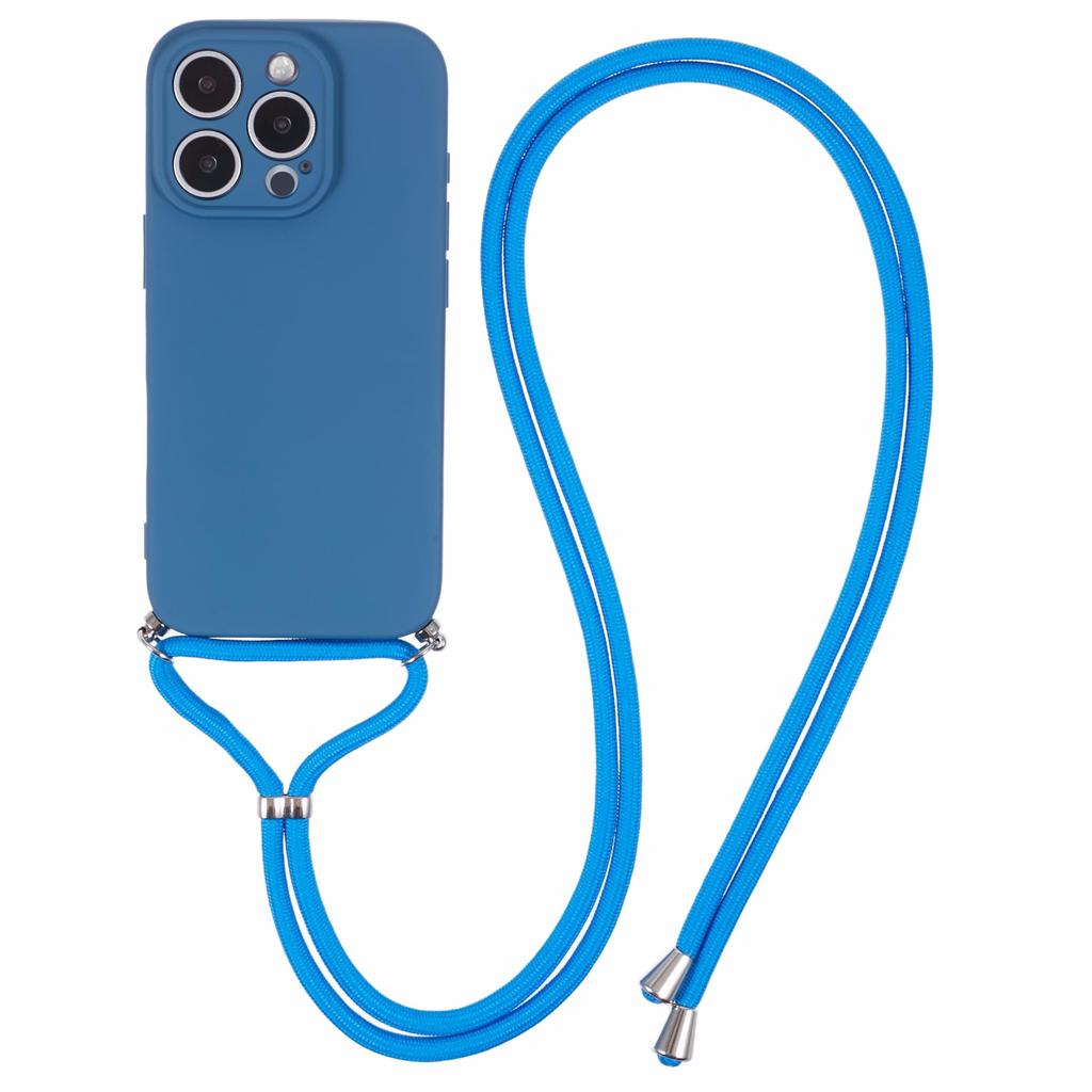 For iPhone 16 Pro Crossbody Case Flexible TPU Fiber Lining Anti-Shock Phone Cover