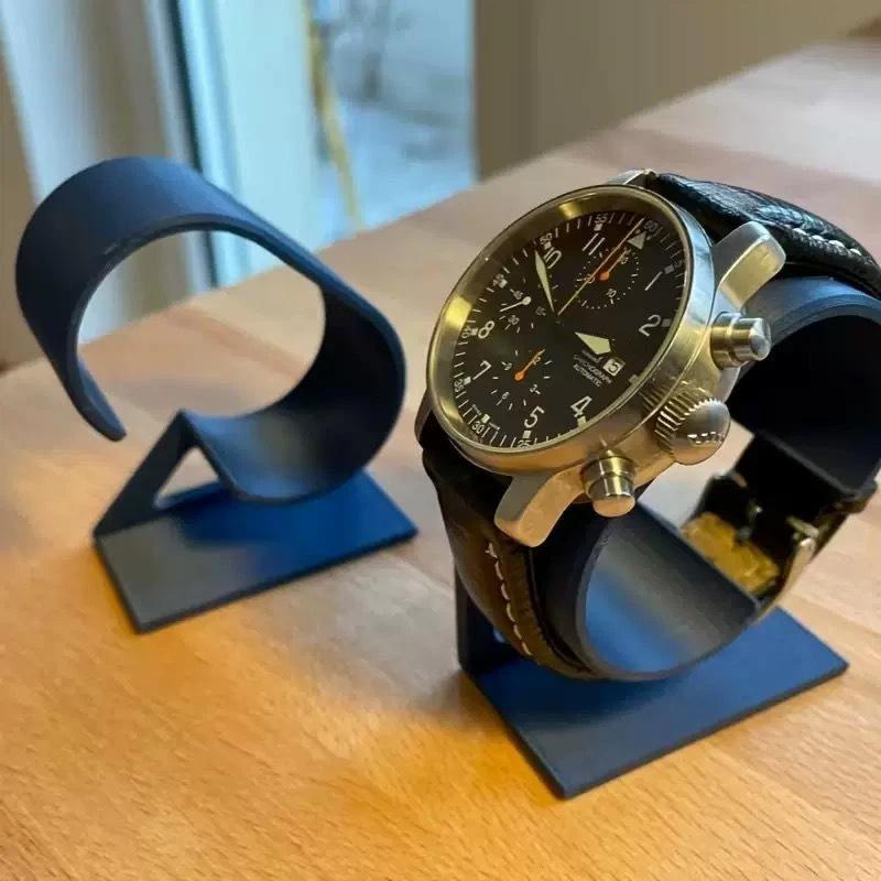 3D Printed Watch Stand Easy to Assemble Smooth Curved Design Stable Base Holder for Watch Storage Travel Use