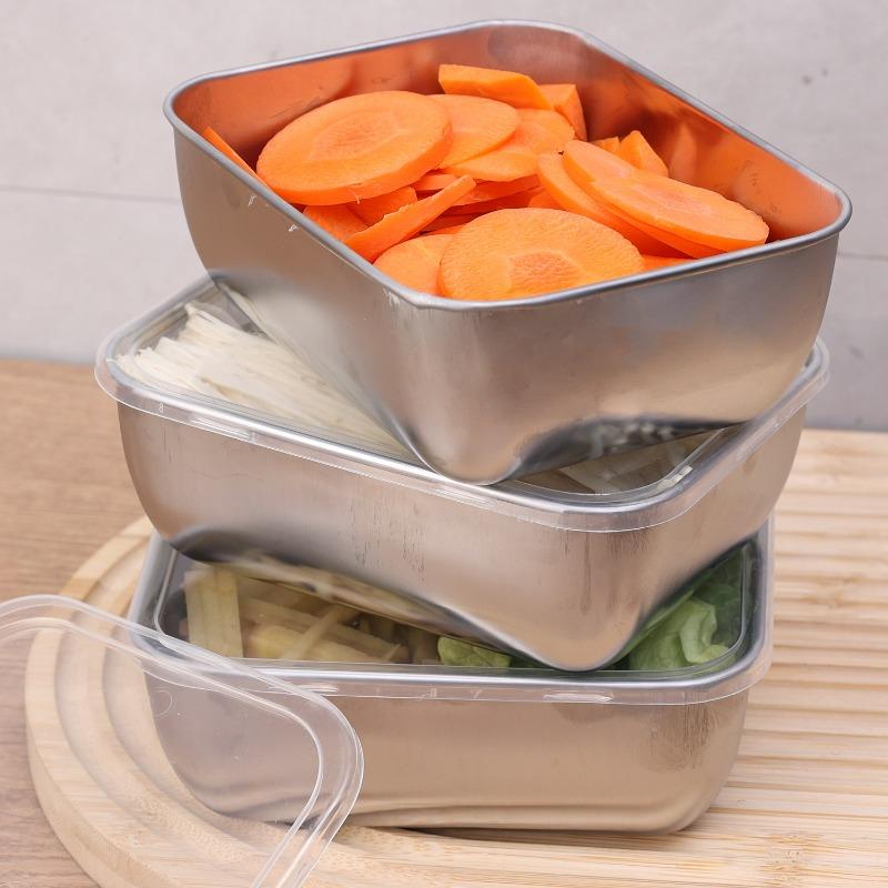 1-6Pcs Stainless Steel Food Storage Container Fresh-keeping Boxes for Outdoor Picnics Refrigerator Storage and Kitchen Tidying