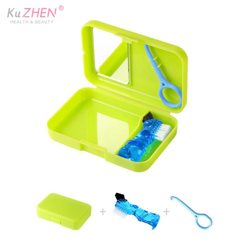 1 Stück Nylon Dentalreinigungs-Set mit Spiegel, Reise-Zahnprothesenbürste & Zahnspangen-Entferner, Mundhygiene-Set, Interdentalbürste, Mundpflege