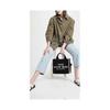 Women's Medium Tote Bag Black Jacquard Fabric 33cm Zipper Closure