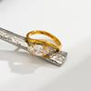 Salircon Shiny Luxury Glass Rhinestone 18K Gold Plated Stainless Steel Ring Wed Bridal Banquet Accessory Waterproof Jewelry New