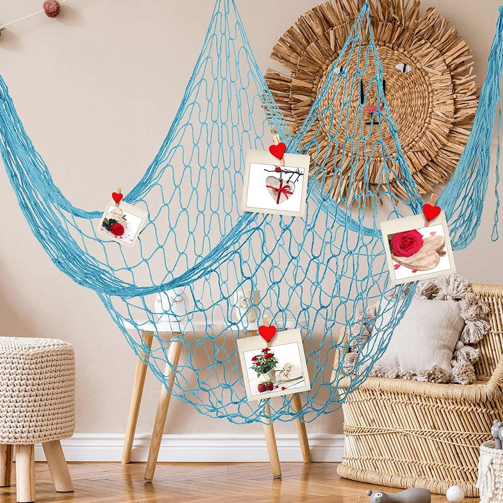 2/4 Pcs Fish Netting Decoration Cotton Decorative Fishing Net Ocean Themed Wall Hangings Fishnet for Beach Mermaid Party Home