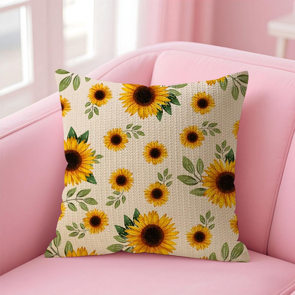 Floral Pattern Cushion Cover Natural Linen Pillow Case Double-Sided Print Decorative Sofa Pillowcase Home Decor Gift