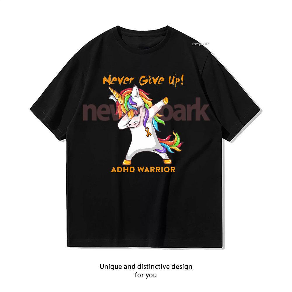 

ADHD Warrior Never Give Up Support ADHD Warrior Classic TShirt Woman Man Casual Cotton Graphic T Shirts Creative Streetwear 4XL