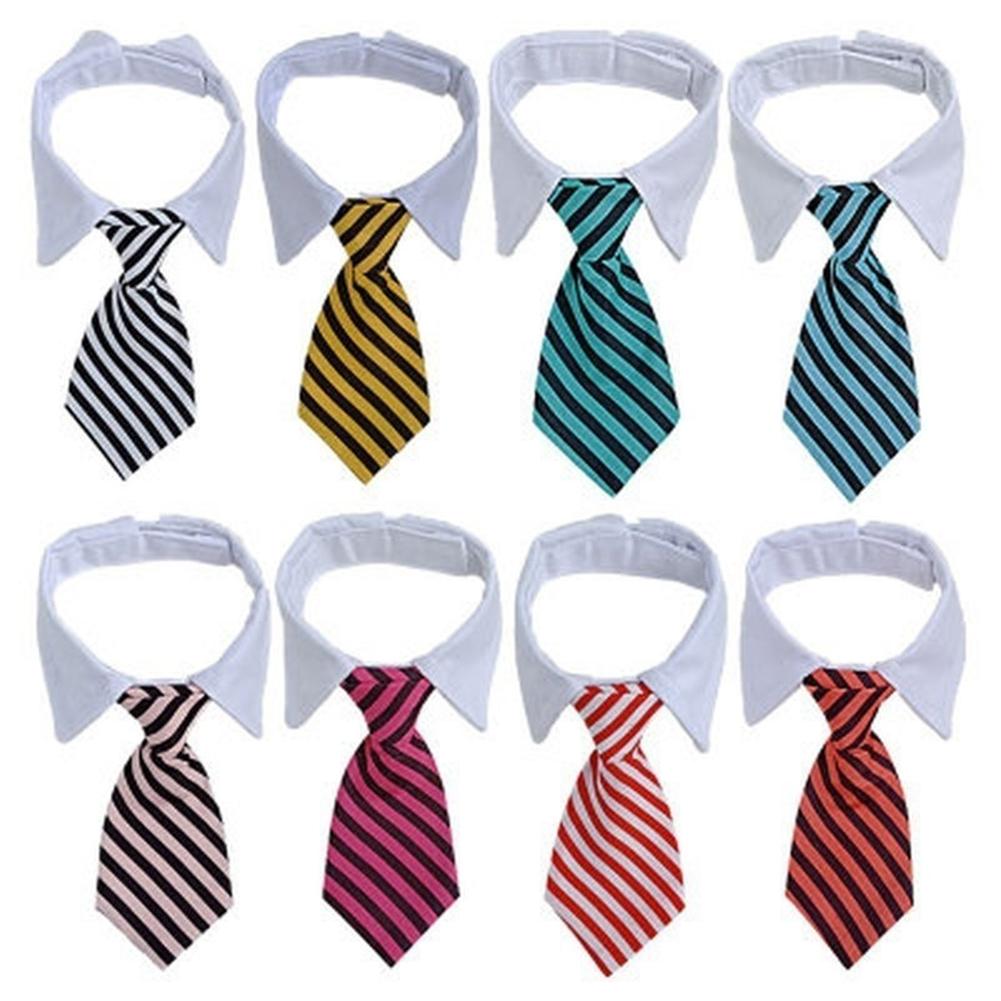 Pet Striped Bow Tie For Dogs Cats Adjustable Magic Stickers Pet Bowtie For Weddings Holidays Parties