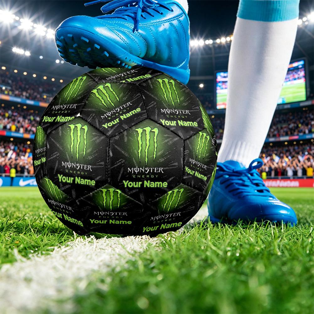 Monster Energy Size 5 Football, Custom Name Text Personalized Soccer Ball Sport Training Gift