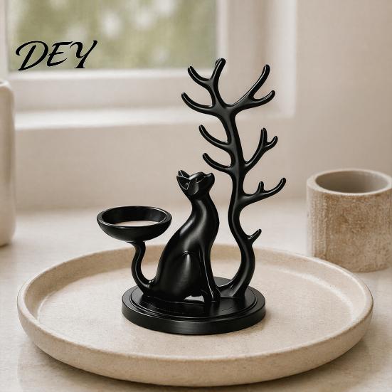 Small Countertop Organizer Cute Cat Tree Branch Jewelry Organizer, 3D Printed Earring Bracelet Hair Tie Storage Holder, Decorative Trinket Display