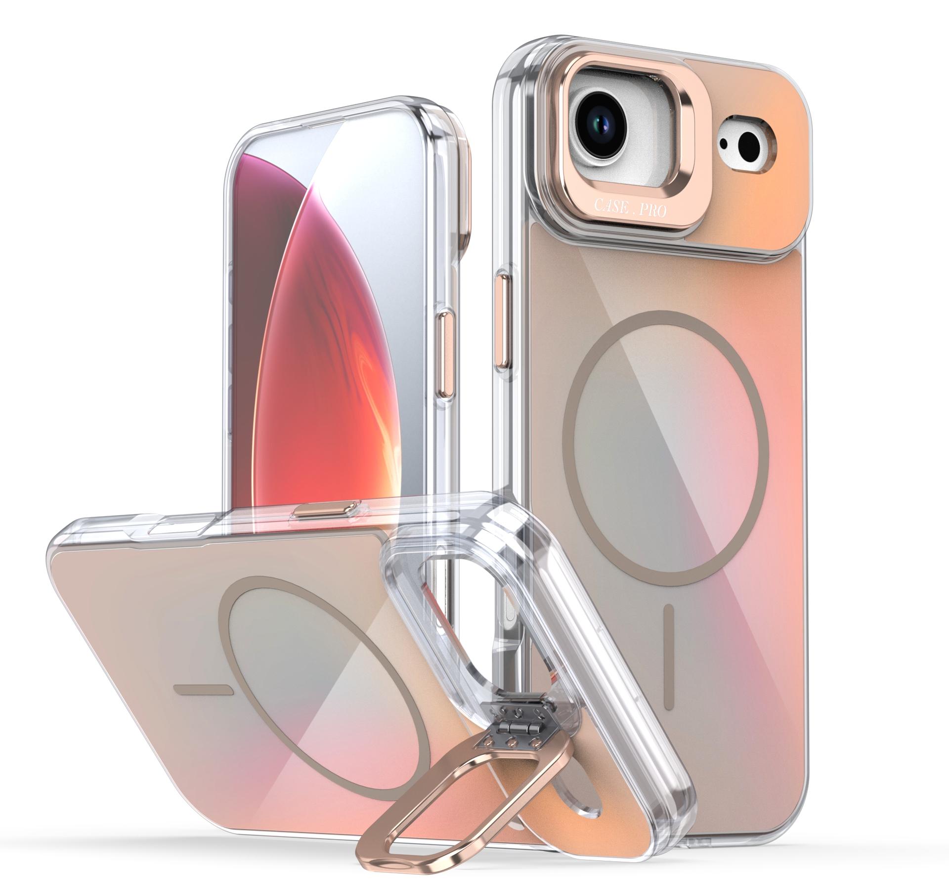 

Fit iPhone 17 Air Clear Gradient Magnetic Phone Case, Compatible MagSafe Shockproof Protection Stand Cover For iPhone 17 Air PC TPU&Case & Holder&iPhone Air