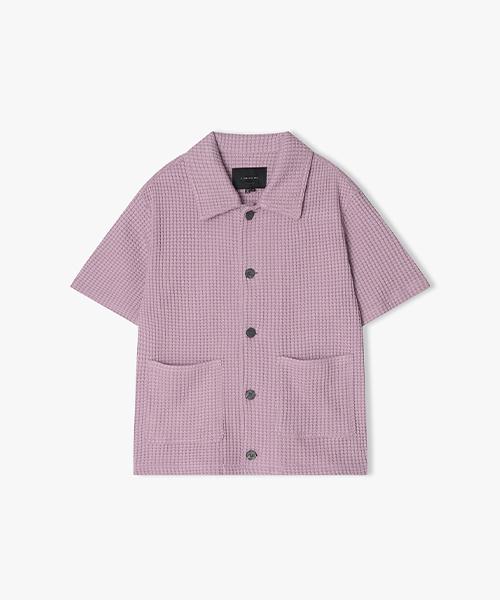 River Classy [25Ss] Llm32513 Pink Square Jacquard Half Shacket 100