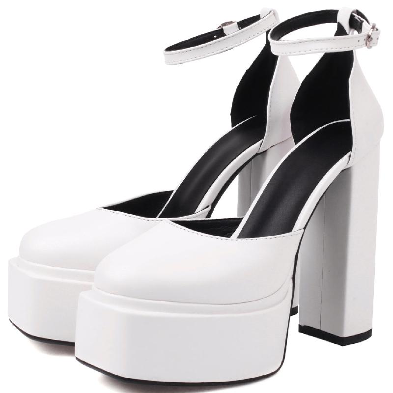 Platform Women's Sandals High Heels Pumps Shoes Sexy 2024 Ankle Strap Black White Pink Heeled Dance Party Wedding Shoes Female