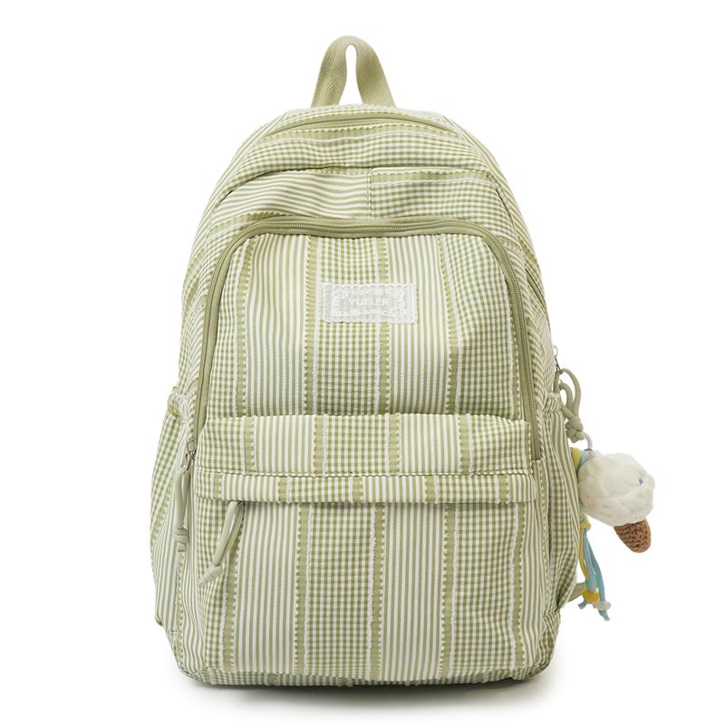 

Striped Backpack Student Schoolbag Commuter Large Capacity Backpack Small зелений