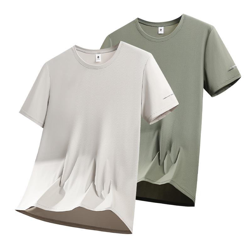 T-shirt in Seta di Ghiaccio Moda Uomo Casual Asciugatura Rapida Manica Corta Fresca Traspirante Larga Top Sportivo Uomo Slim Traspirante Casual Manica Corta