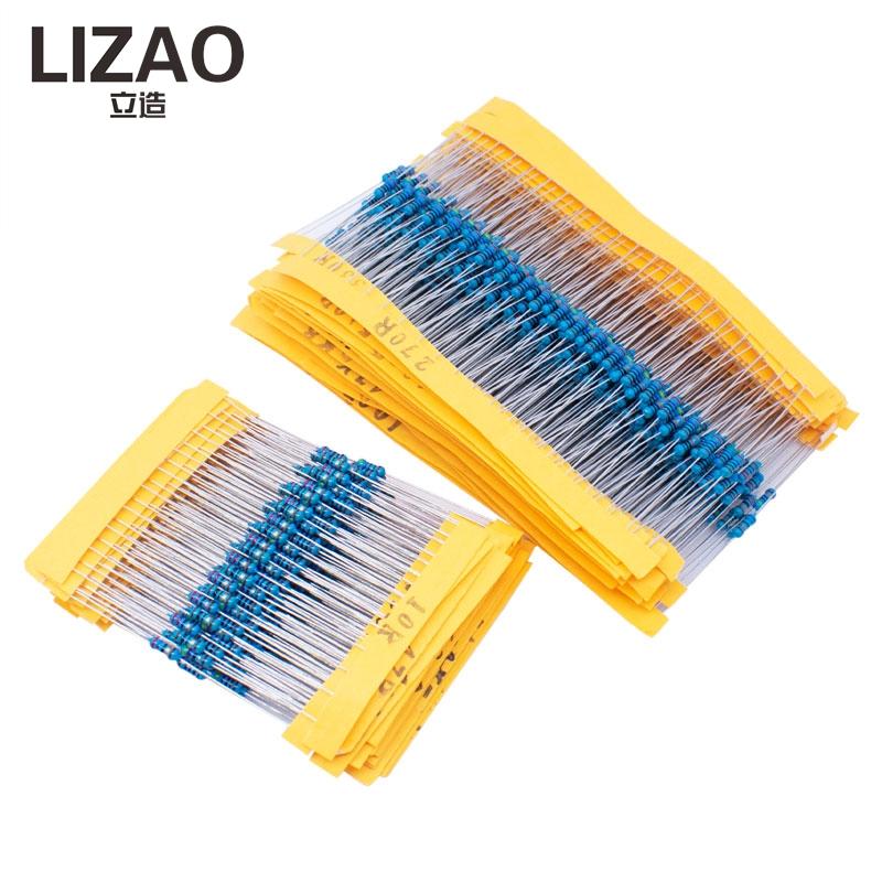LIZAO 30 Values 1/4W Metal Film Resistors Kit 1% Tolerance 300/600Pcs 100R 1K 4K7 10K 47K 100K for Electronic Repair & DIY