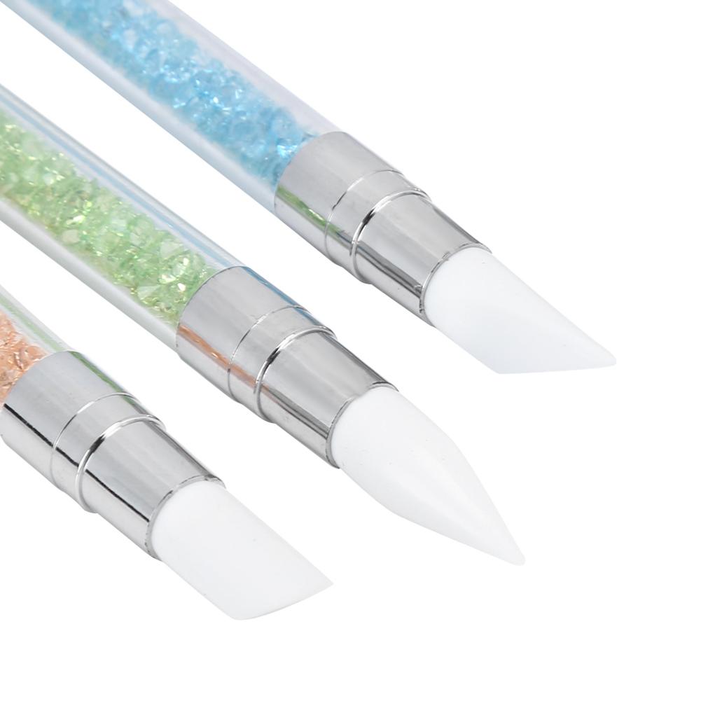 5Pcs Nail Brush Silicone Pen Hollow Carving Embossing Pen Nail Art Accessories Soft