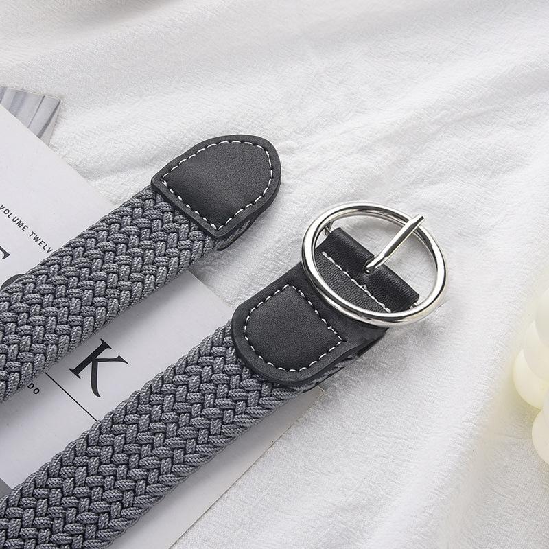 

Тканый пояс женский студенческий декоративный летний эластичный ремень для брюк из холста мужской ремень 115cm