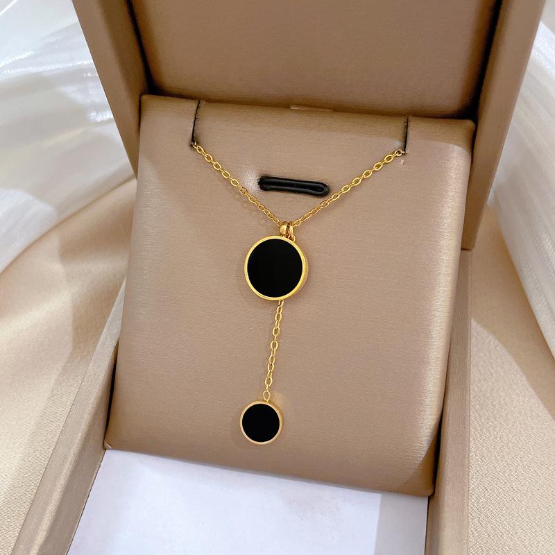 Full Titanium Steel Geometric Animal Minimalist Real Gold Necklace for Women - Collarbone Chain