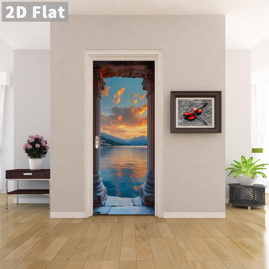 77/90cm Self-Adhesive Door Stickers Removable Wall Sticker Scenery Wallpaper Stone Stair Murals for Doors Modern Home Decor
