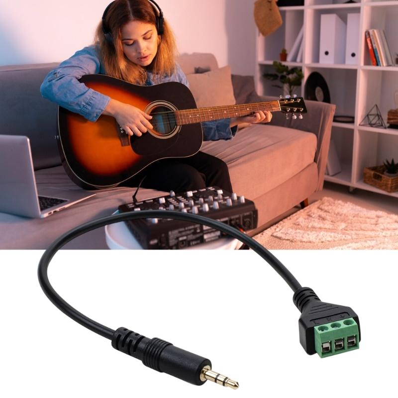 3.5mm Stereo Sound Male Jacks To 3 Pin AV Screw Terminals Adapters Cable With Gold Plateds Connectors 30cm