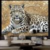 Luxury Leopard Tapestry Wall Hanging Golden Pattern Background Wall Art Decor For Living Room Bedroom Home Decoration Fabric