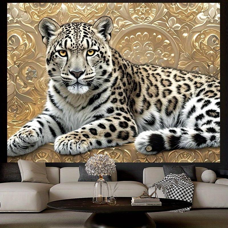 Luxury Leopard Tapestry Wall Hanging Golden Pattern Background Wall Art Decor For Living Room Bedroom Home Decoration Fabric