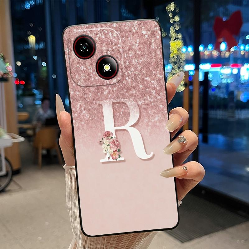 Beautiful Bright Color Couple Phone Case For ZTE Blade A35E Anti-scratch Soft Lucky Initial A-Z Letter Pattern Shell