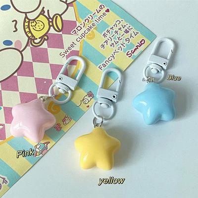 1Pc Cute Star Keychains Headphone Cover Keyring Cartoon Charm Bag Pendants Car Key Chains Girls Gift Keychain Charms
