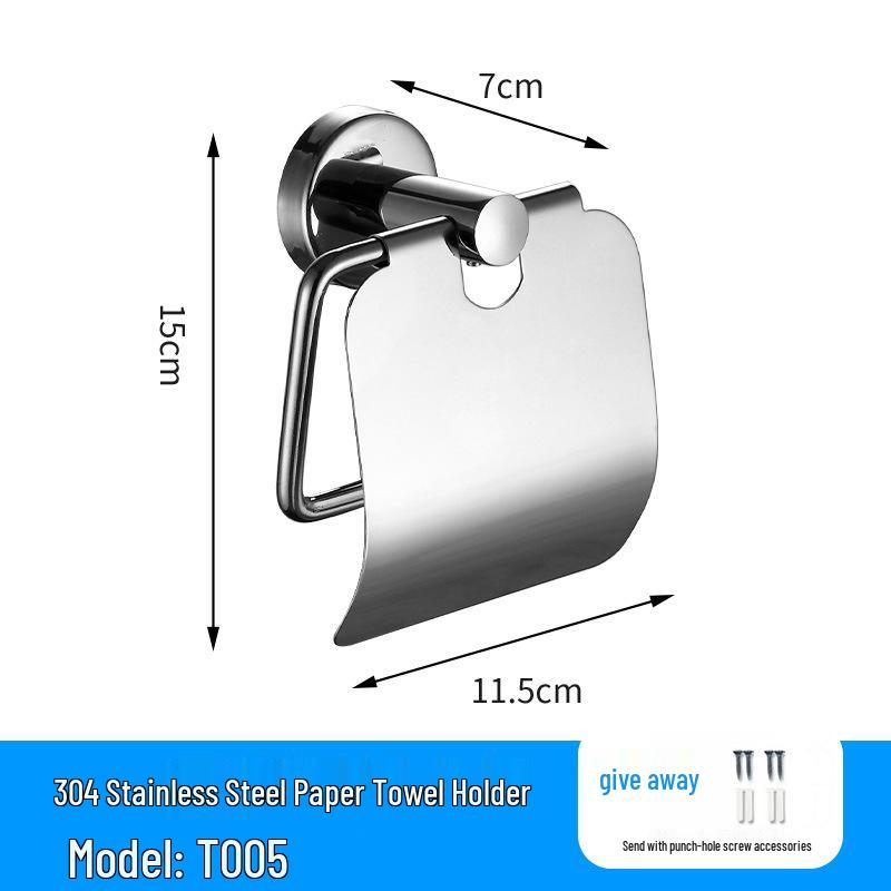 304 Stainless Steel Bathroom Rack Set: Towel Rack, Toilet Triangle Rack, Paper Holder, Storage Hanger