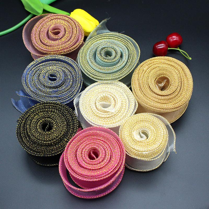4cm X 10Yards/Roll Wrapping Ribbon Bouquet Packaging Sewing Accessories Party Colorful Gradient Hair Accessory Making Multi-Color