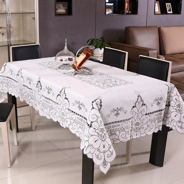 

Скатерть в деревенском стиле из пряжи Slub Yarn Flower Print Hollow European Style Cover, моющаяся скатерть для чайного столика 110 X 110CM